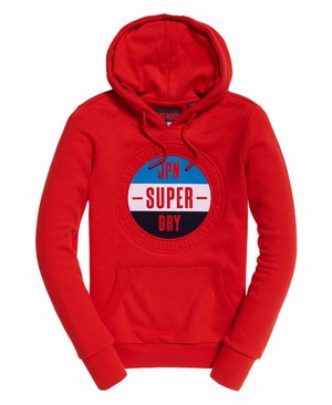 Superdry 90's Embossed Női Kapucnis Pulóver Piros | DJFEW9712